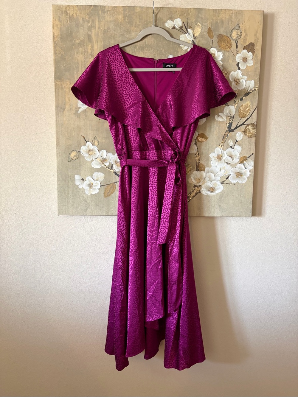 DKNY Magenta High-Low Wrap Dress
